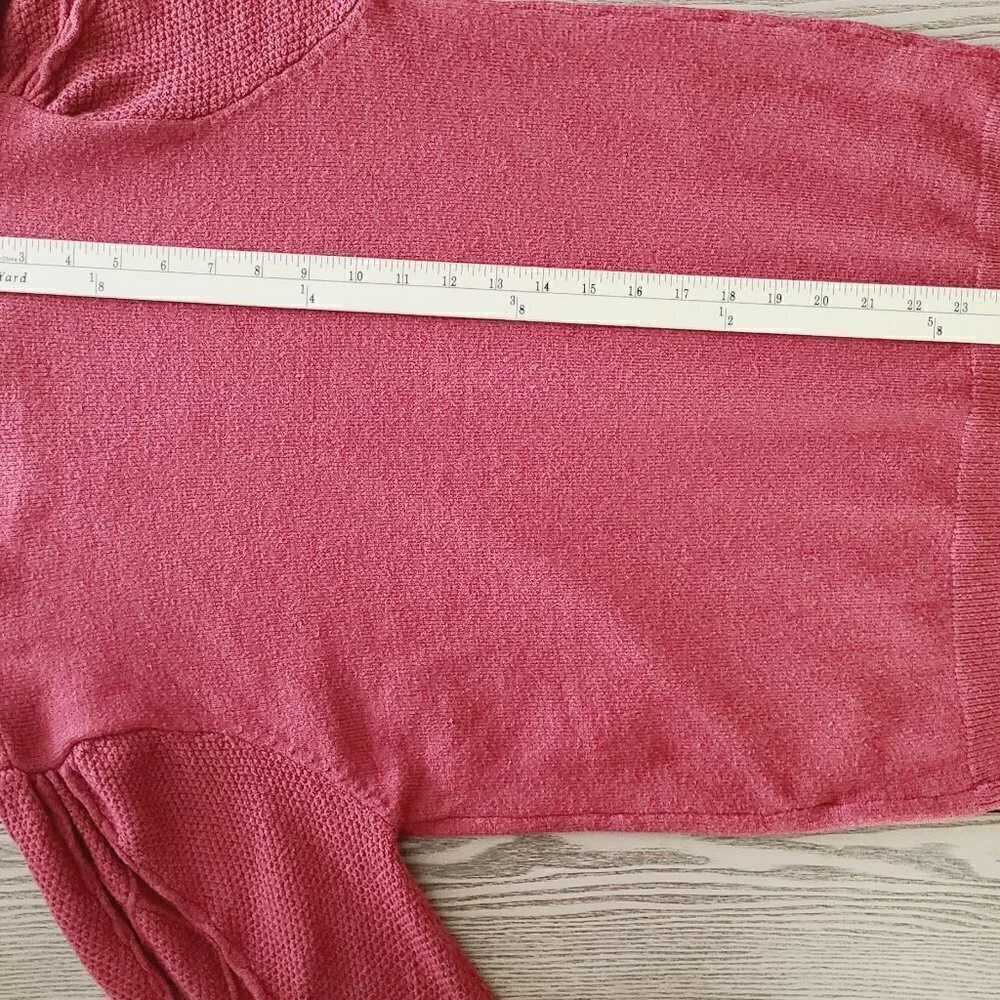 DOWNEAST Sweater XS Burgundy Red Knit Cable Knit Sleeves‎ Oversized Pullo…
